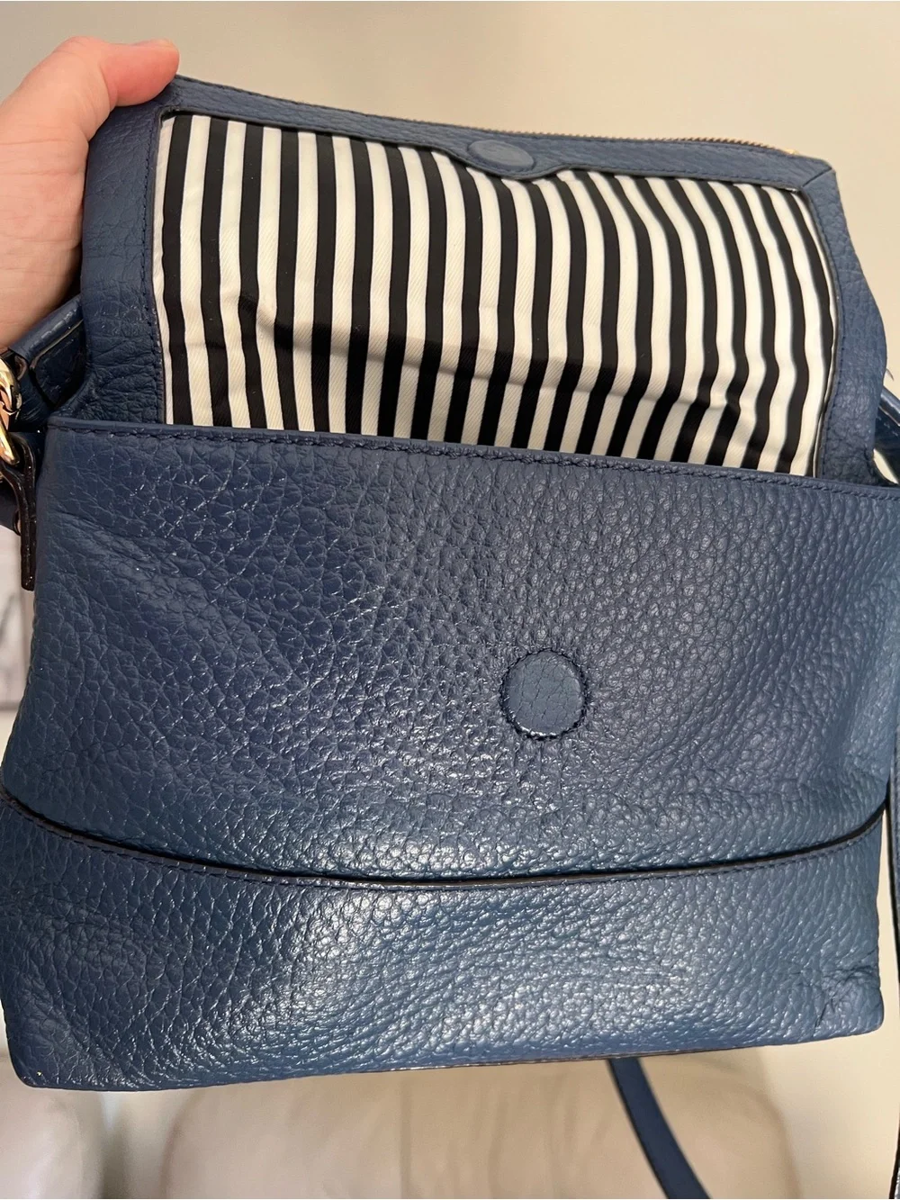 Kate Spade New York Avenue Blue Leather Cross Body Bag with Tassel
